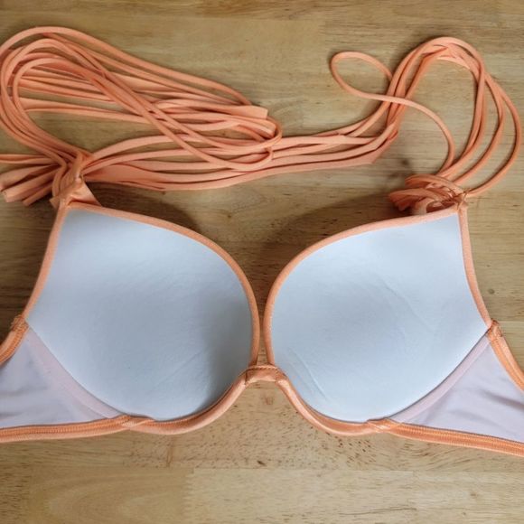 Relisting! Victorias Secret Push Up Fringe Strap Bikini Swim Top Orange 34C - Picture 7 of 13